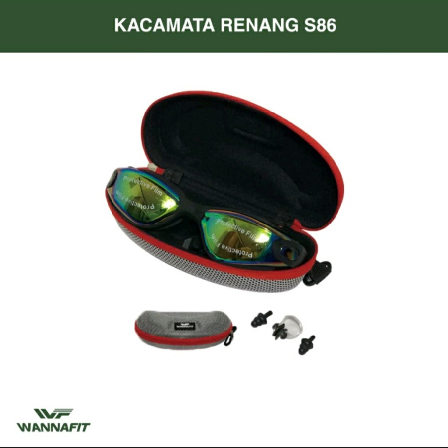 Kacamata Renang Dewasa + Anti Fog + Tutup Telinga + Case