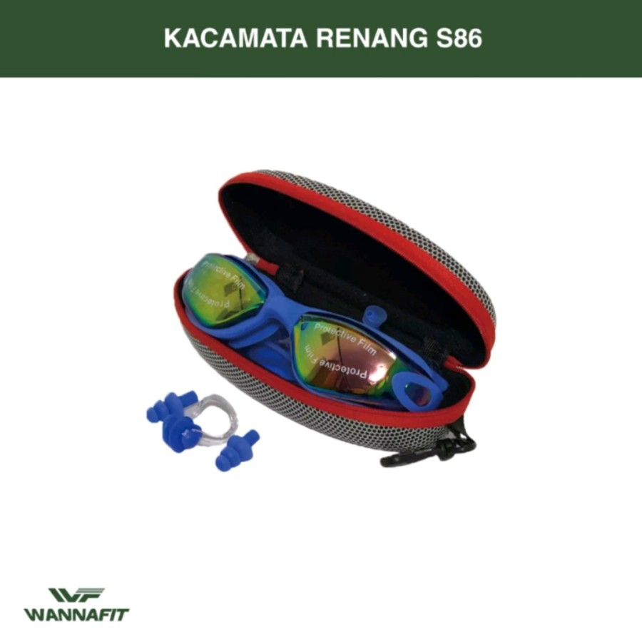 Kacamata Renang Dewasa + Anti Fog + Tutup Telinga + Case