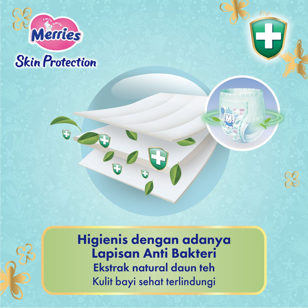 Merries Skin Protection Popok bayi Celana M 30 - Popok Bayi Dengan Ekstrak Daun Teh Alami