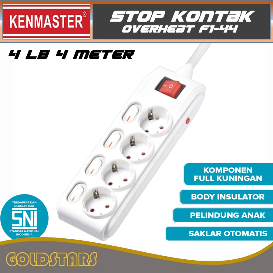 Stop Kontak 4 Lubang Kenmaster Terminal Colokan Listrik 4 Meter F1-44