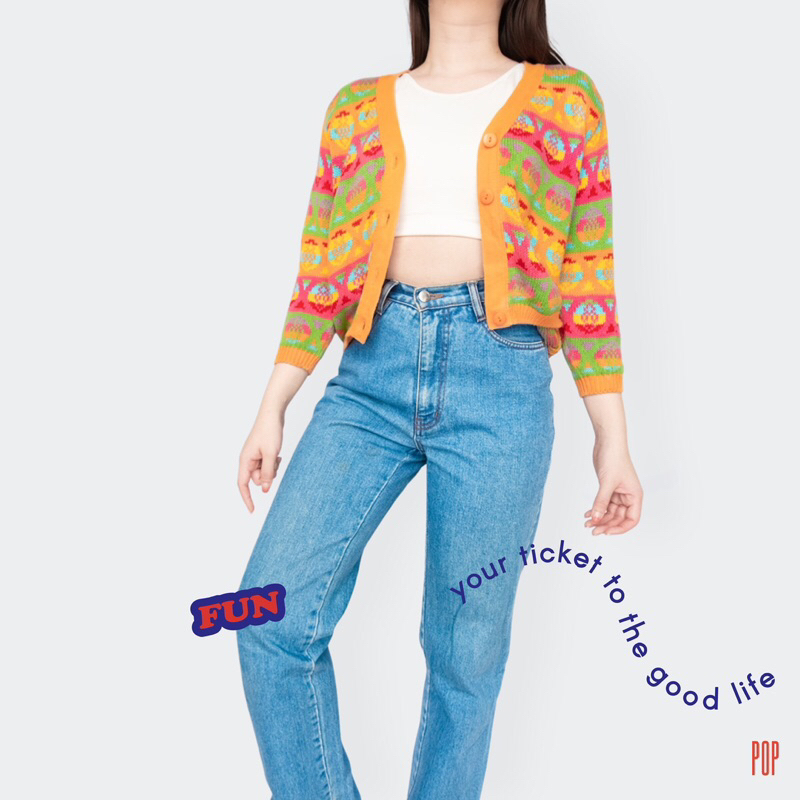 Orange Green Benetton Knit