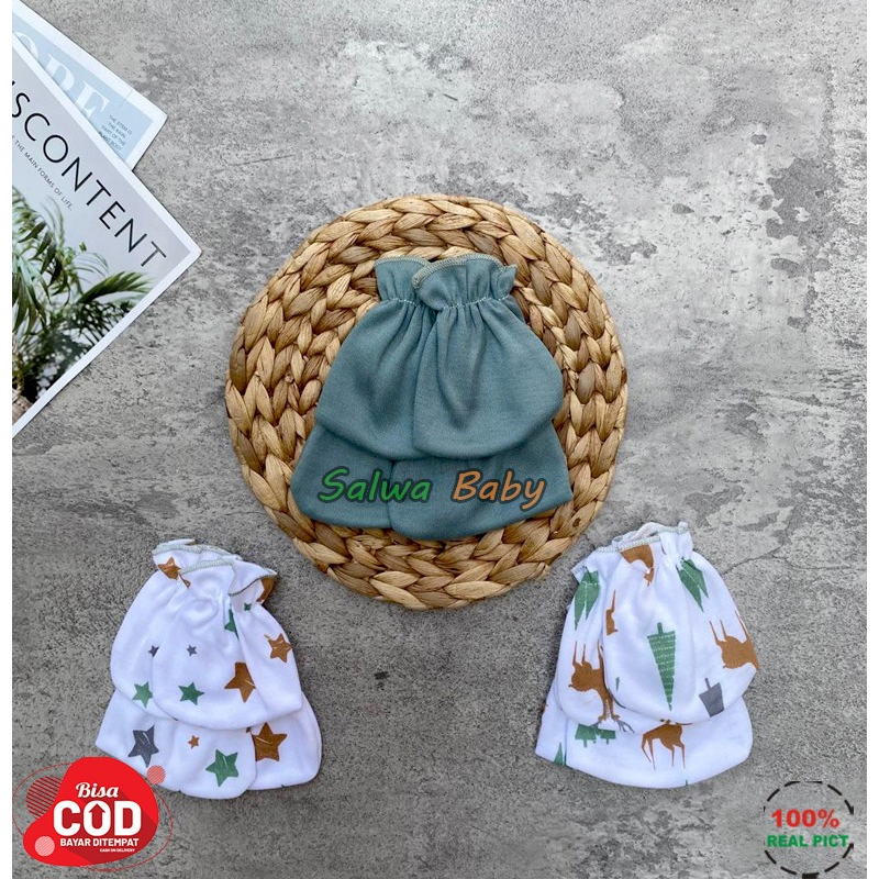 Isi 3 PCS Sarung Tangan Dan 3 PCS Sarung Kaki Bayi Baru Lahir Seri Sage Green Usia 0-3 Bulan Anababy