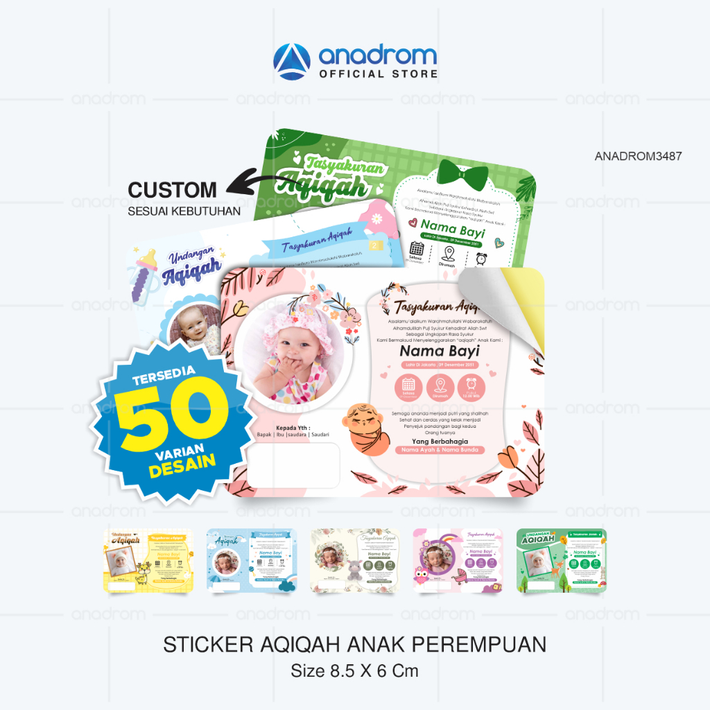 

Sticker Label Aqiqah Anak Perempuan | Sticker Label Box Makanan | Anadrom 3487