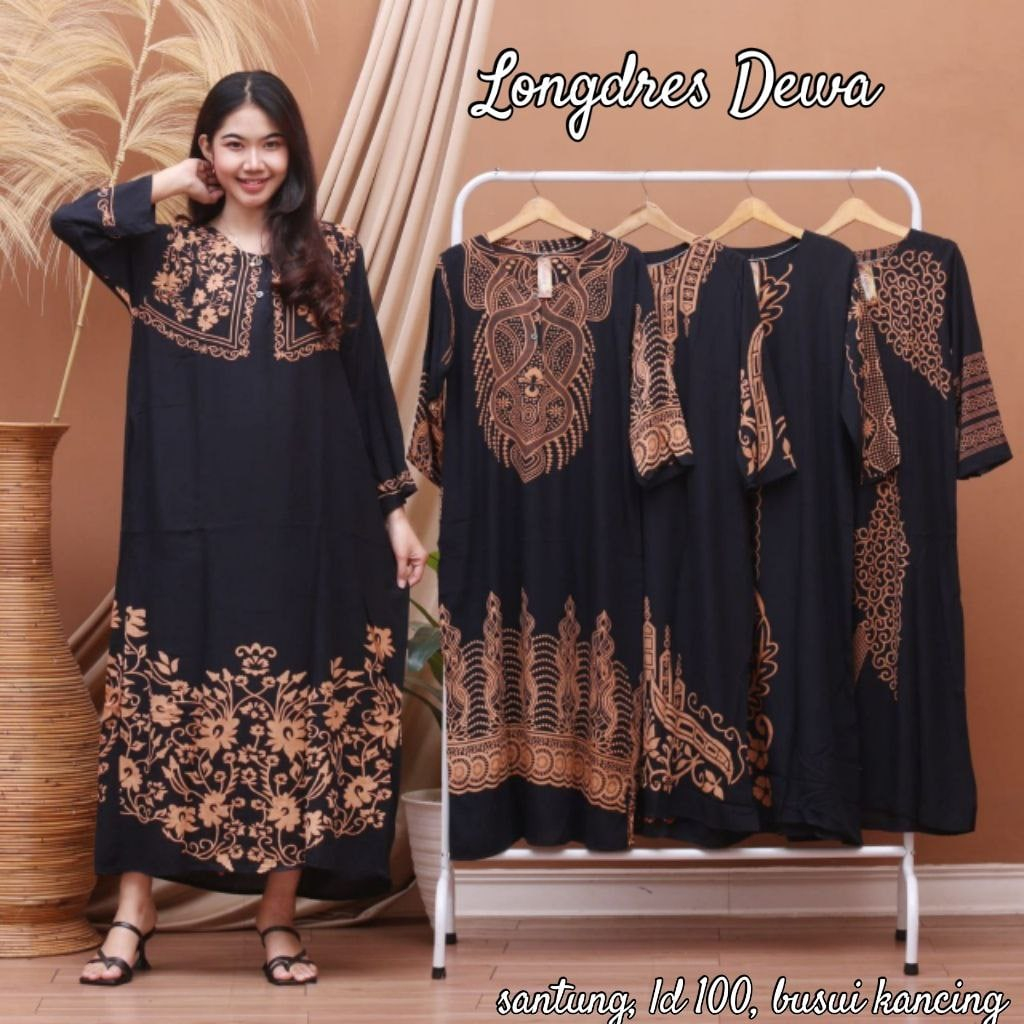Long Dress Lengan Panjang Update Motif Terbaru Nyaman Regular Standar  Busui Friendly - Home dres daily harian kekinian murah rayon adem viral new by batik sulmit
