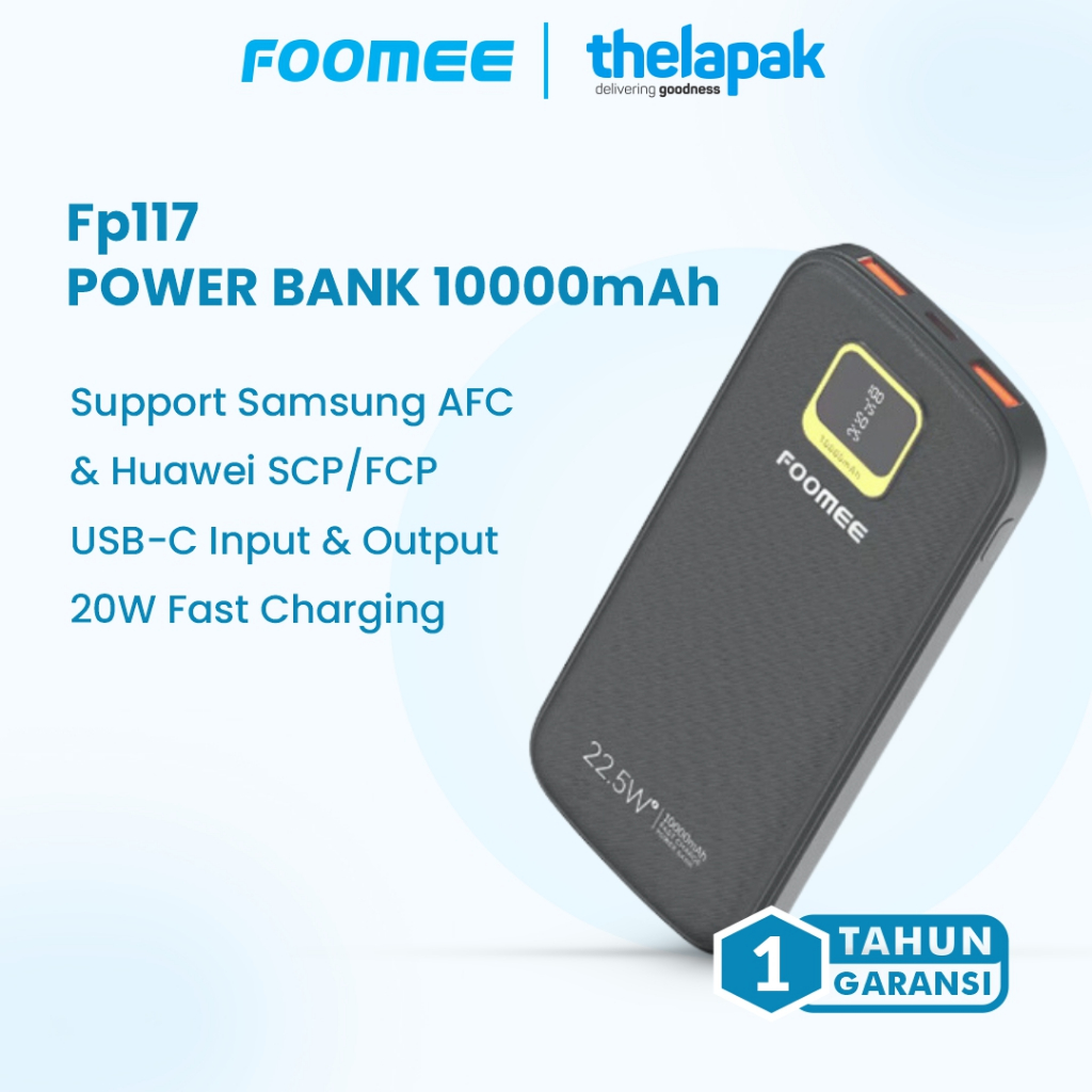 Foomee Powerbank 10000mAh Fast Charging 20W FP117 Support Samsung AFC & Huawei SCP/FCP Garansi