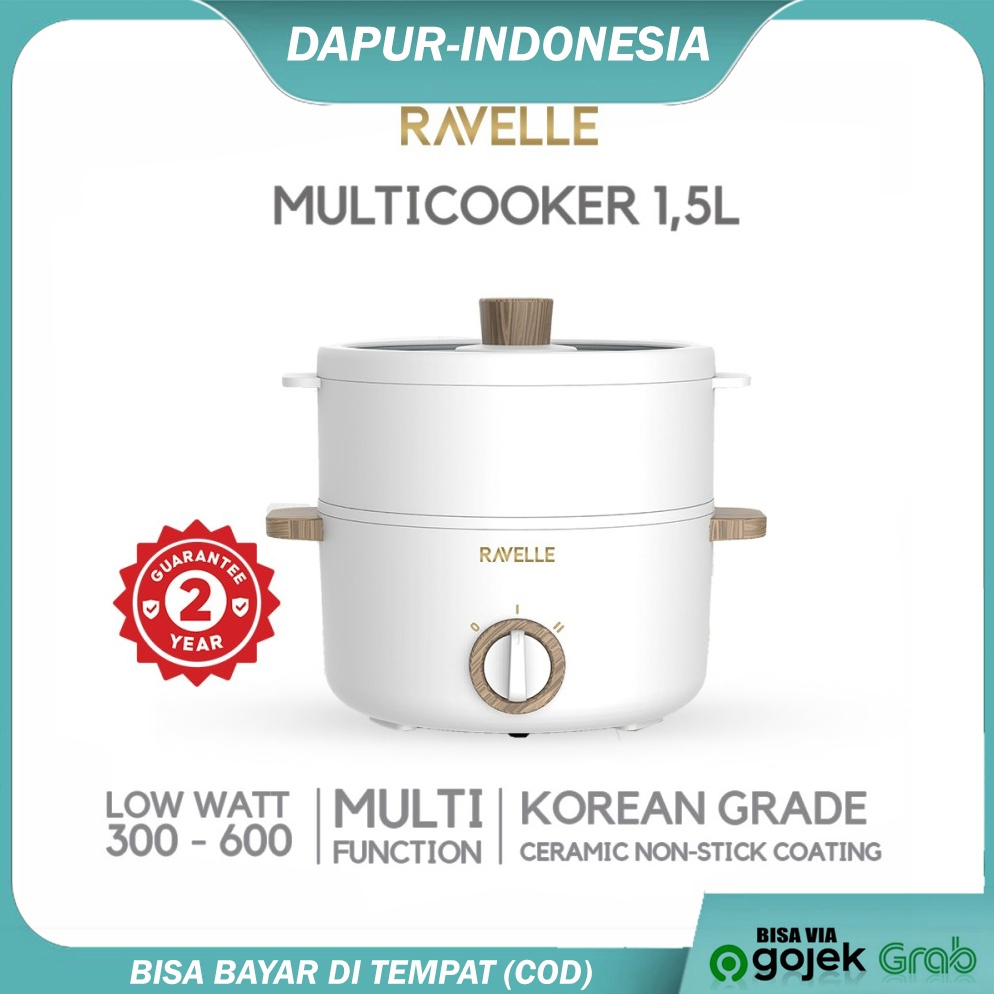 Ravelle Panci Listrik Multicooker - Panci Portable Multifungsi 1.5L