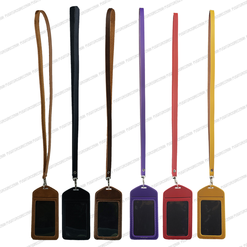 

ID Card Holder PVC Leather Name Tag Lanyard Gantungan Nama