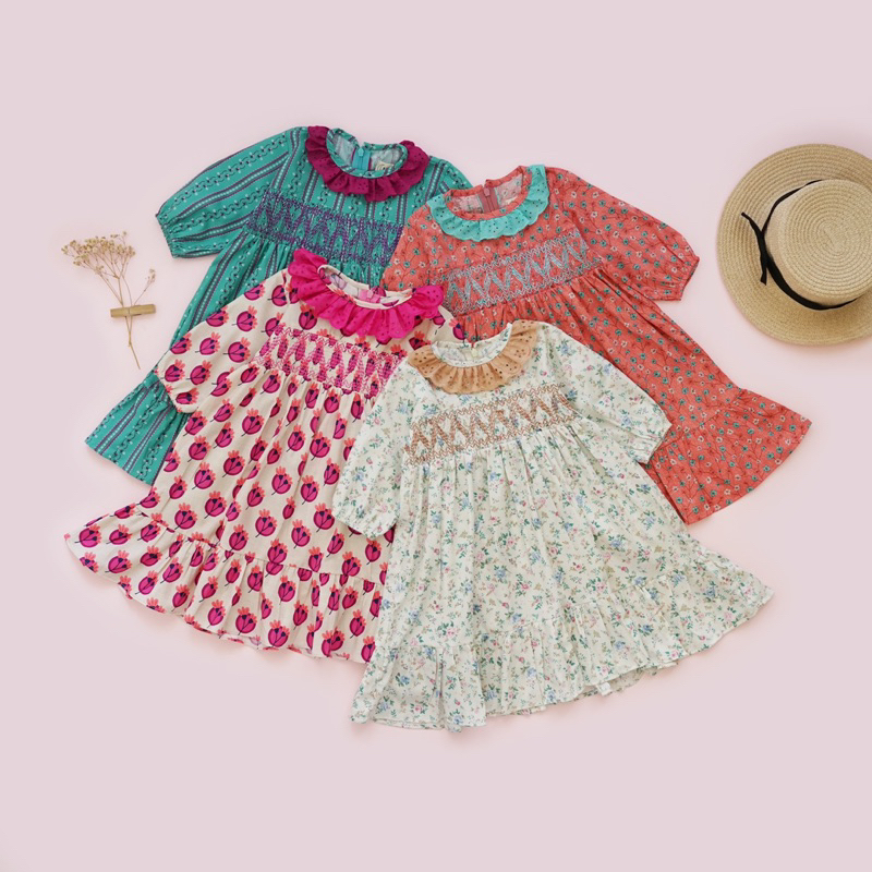 Kalunaku Floral Dress Anak 1-5thn / Dress Smocked Anak