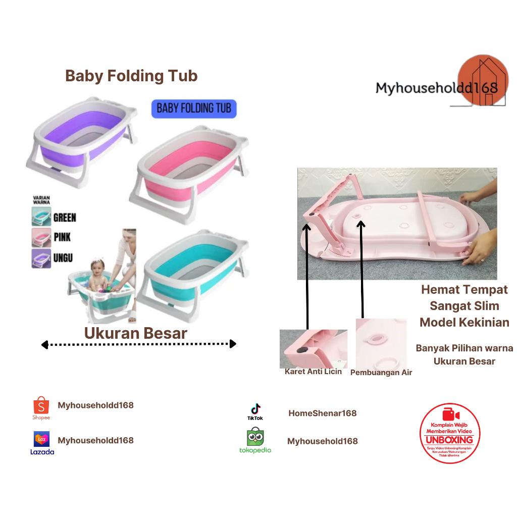 SHENAR,BABY BATH FOLDING /PELAMPUNG TEMPAT BAK MANDI LIPAT ANAK BAYI/BATHTUB BAYI Bisa COD