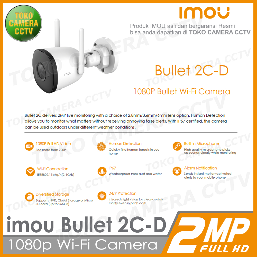 IMOU BULLET 2C-D 2MP CCTV WIFI KAMERA IP CAMERA WIRELESS BULLET 2 CD