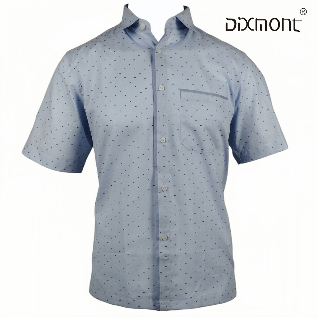 Dixmont Kemeja Pria Basic Formal Motif Lengan Pendek Hem MS02423