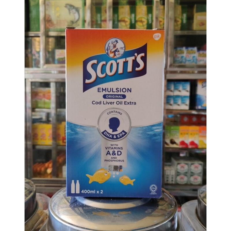 Bundling Scott's Emulsion Original Malaysia (2x400ml) - Scott Putih Scotts