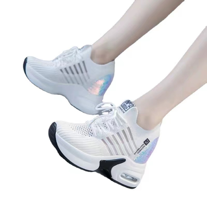 Sepatu Putih Sneaker Wanita Import Sepatu Cewek Sneaker Tinggi Terbaru Sepatu Olahraga Premium Import B13-Whitev