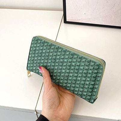 DOMPET PANJANG WANITA BRANDED PREMIUM RESLETING IMPORT KULIT WA743G3 KARTU UANG KOIN KOREA KEKINIAN CEWEK SANCERE TERBARU FASHION MURAH BATAM SIMPLE LUCU HIJAU