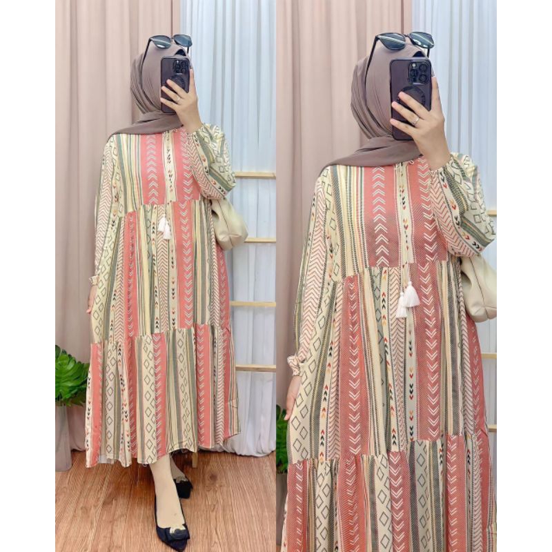 MIDI DRESS CANTIK RAYON PREMIUM KEKINIAN TERLARIS