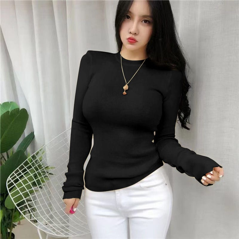 Via Top Knit Import LongSlevee - Baju Wanita Lengan Panjang Rajut Import - TM (27022)