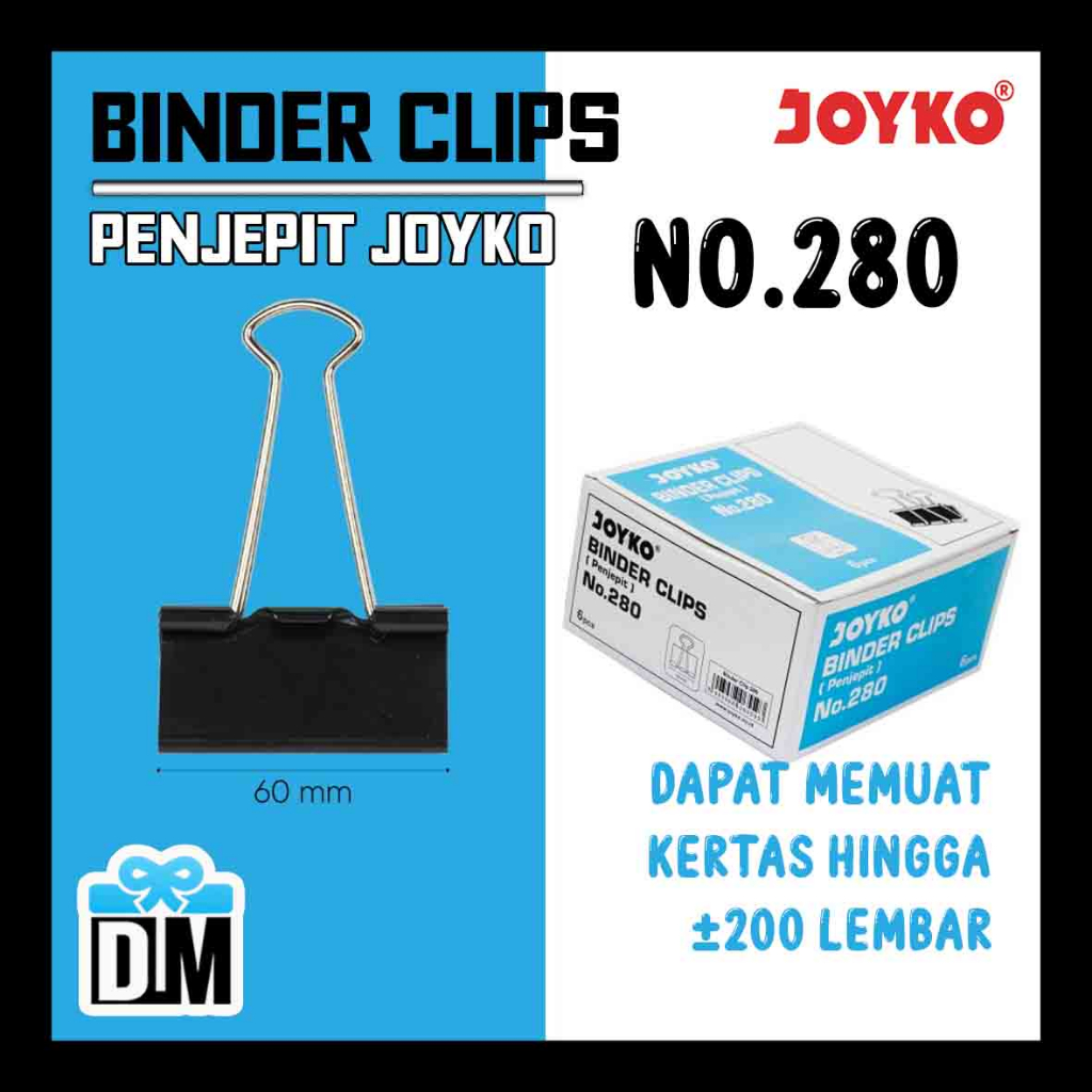 

Jepitan Binder Clip Klip Penjepit No 280 60mm Penjepit Penggantung Gantungan Kertas 1 Dus Joyko