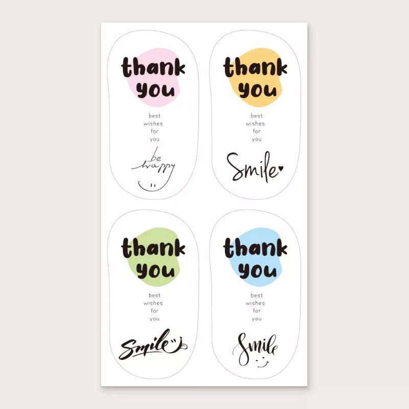 

( 12 Lembar = 48 Pcs ) Stiker Segel Label THANK YOU BEST WISHES FOR YOU