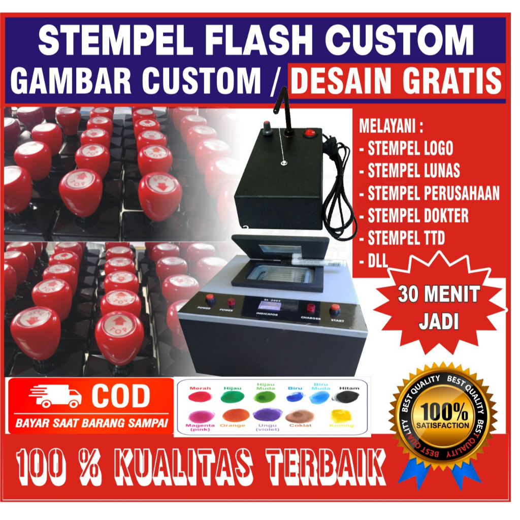 

STEMPEL CUSTOM / SSTEMPEL TINTA REFFIL / STEMPEL FLASH TANPA BAK TINTA