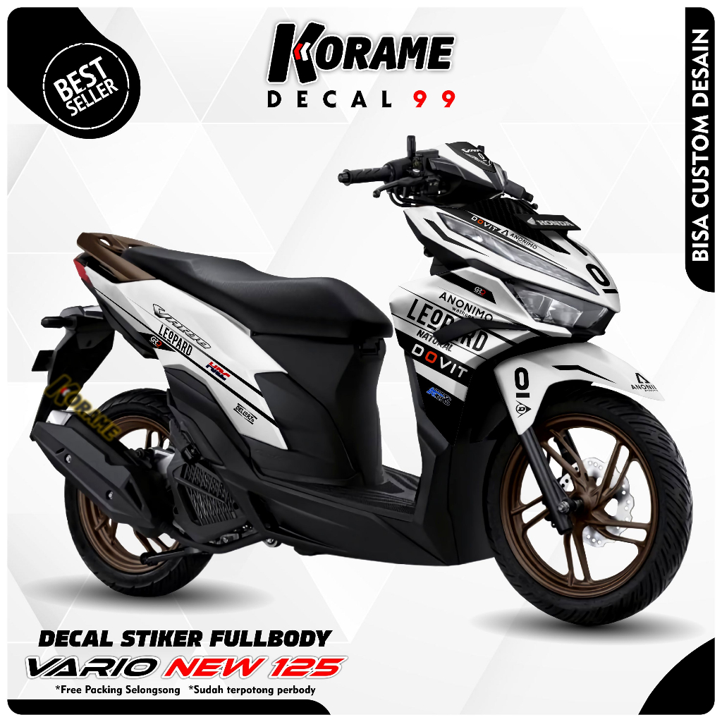 Decal Sticker Vario 125 New Full body Leopard Putih Racing