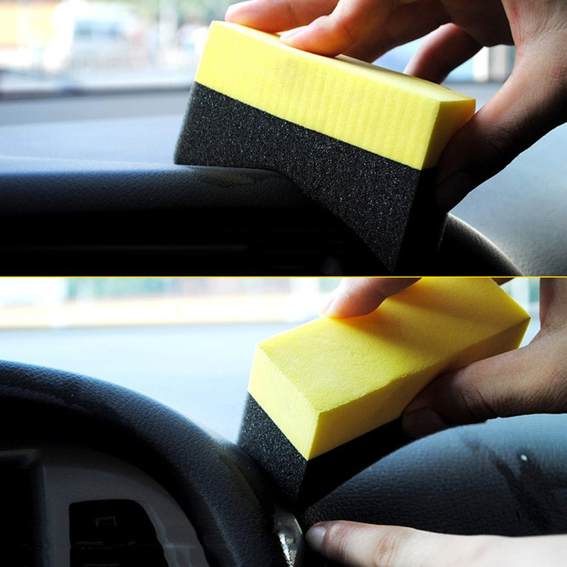 Spons Aplikator Cleaning Sponge Tire Wax Polishing Car - F-95 - Black/Yellow