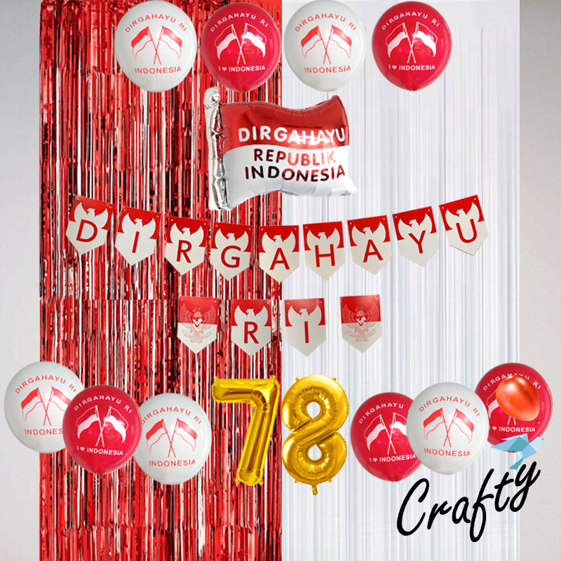 [PAKET] Acara Hut RI 17an SIMPLE DIRGAHAYU RI BANNER Balon Dekorasi