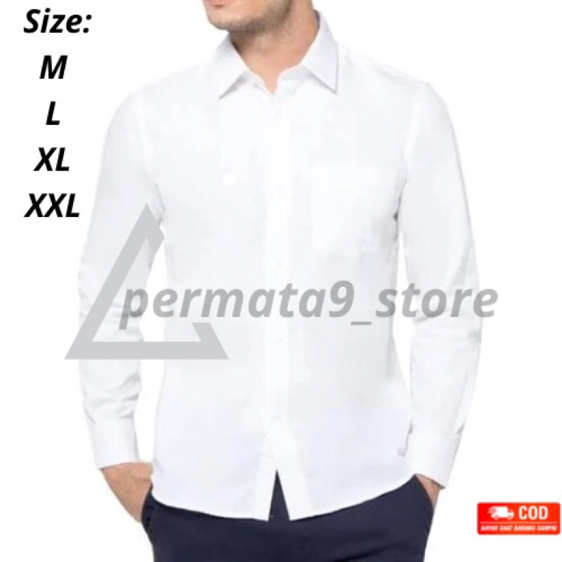 Kemeja Putih Polos | Kemeja Pria Formal | Kemeja Putih Polos Pria Lengan Panjang | Baju Pria