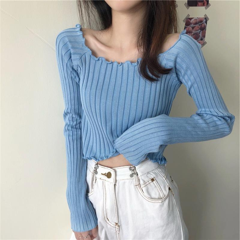 【 Bra Mall 】BJ-061 Crop Top Korean Style Knitwear Uneck Curly Import Premium | Atasan Crop Wanita Rajut Premium Import Kriwil Style