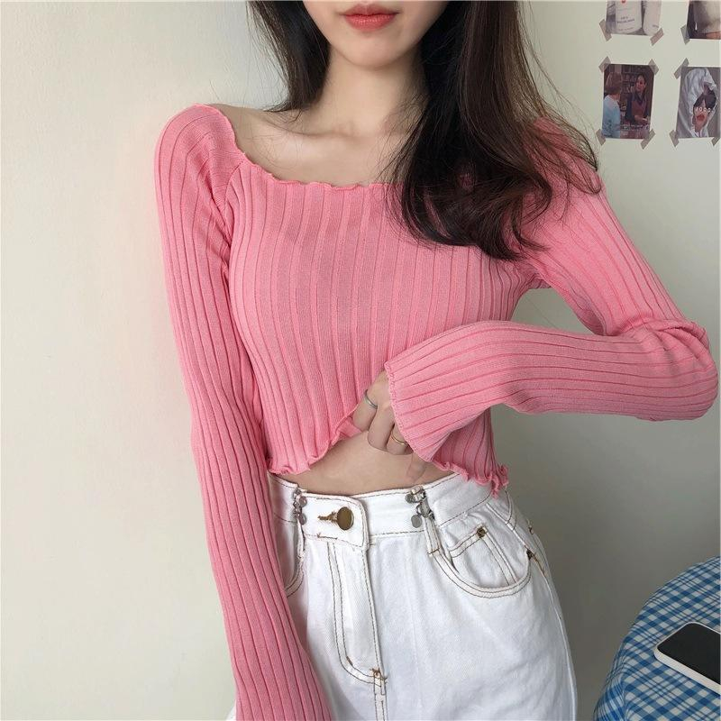 【 Bra Mall 】BJ-061 Crop Top Korean Style Knitwear Uneck Curly Import Premium | Atasan Crop Wanita Rajut Premium Import Kriwil Style