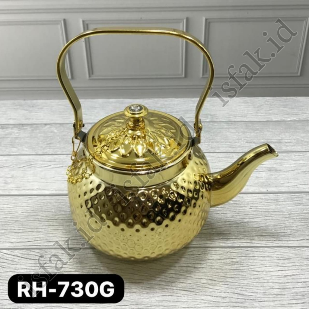 Teko Sahi Ceret Teh kopi Air Zam Zam Ketel Tea Kettle 1.2 Liter Stainless Gold