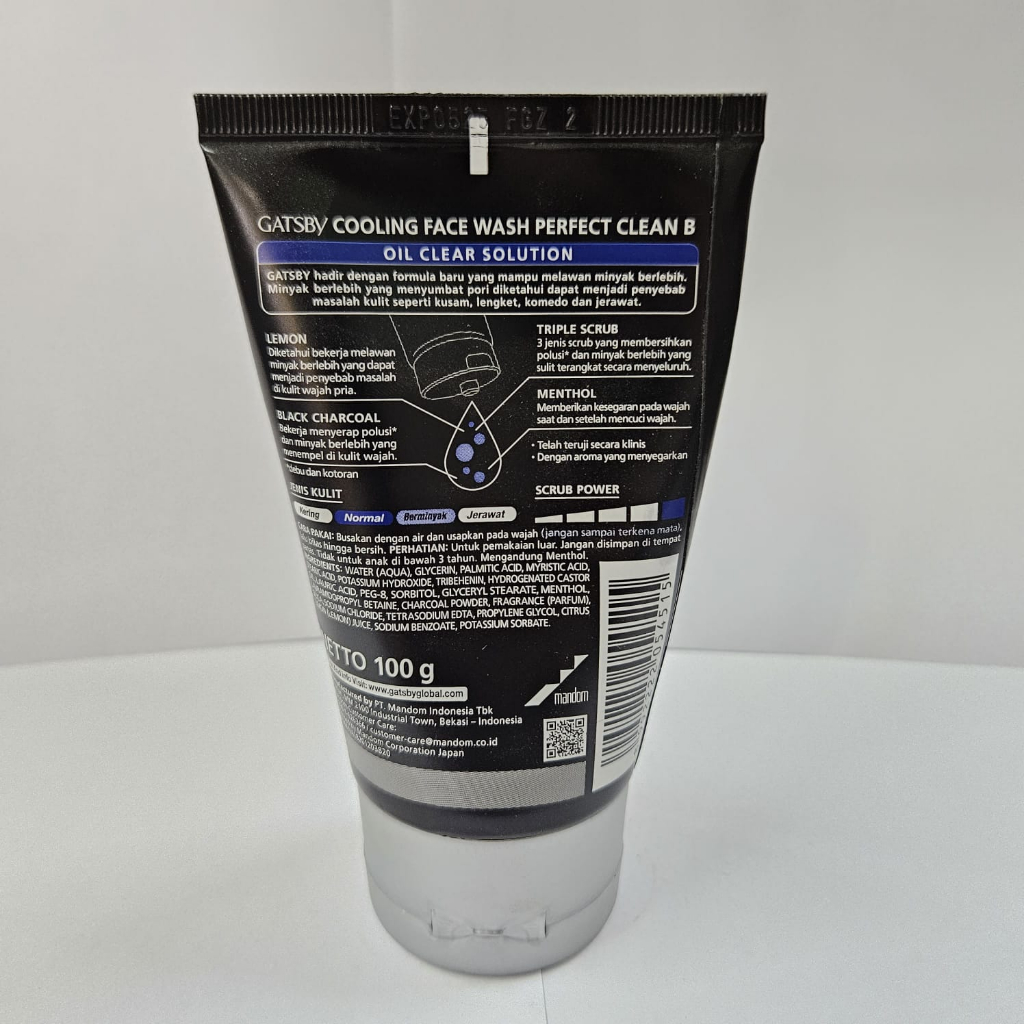 Gatsby Cooling Face Wash: Charcoal + Lemon 100 gram