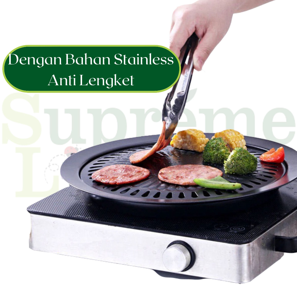 Smokeless BBQ Grill Plate Panggangan Bulat Anti Lengket