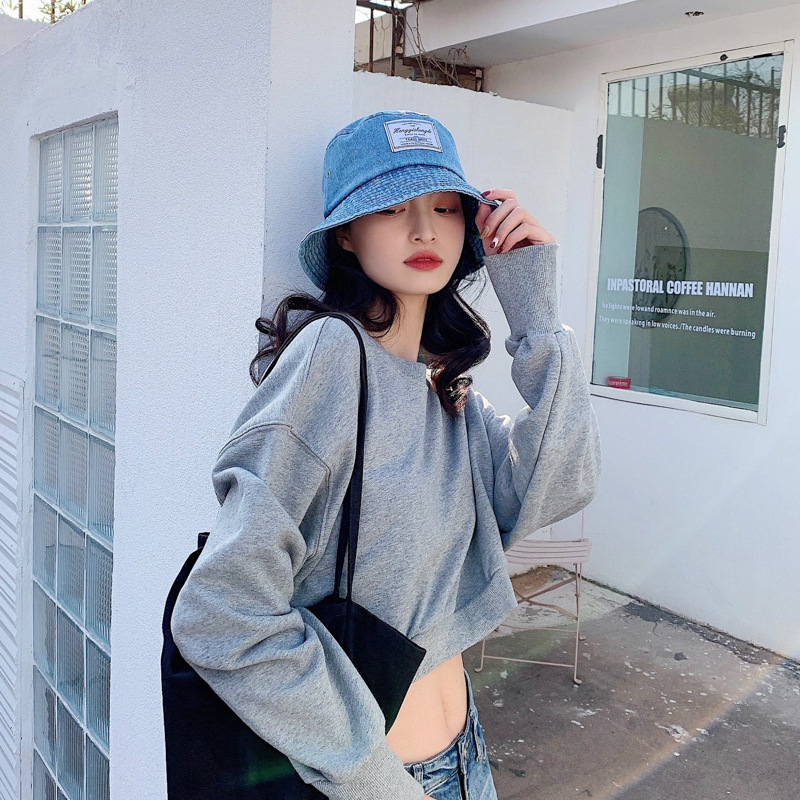 Caliloops Topi Bucket Hat Denim Jeans Wanita Korea Premium Lebar Garet