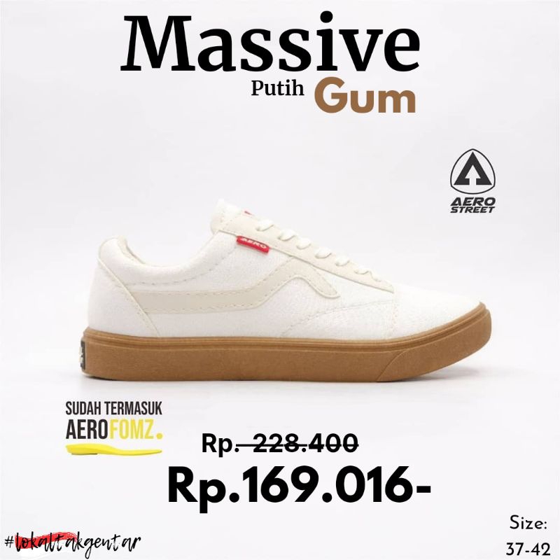 Aerostreet 37-42 Massive putih Gum - Sepatu Sneakers Casual Sport Wanita Aero street Medan id