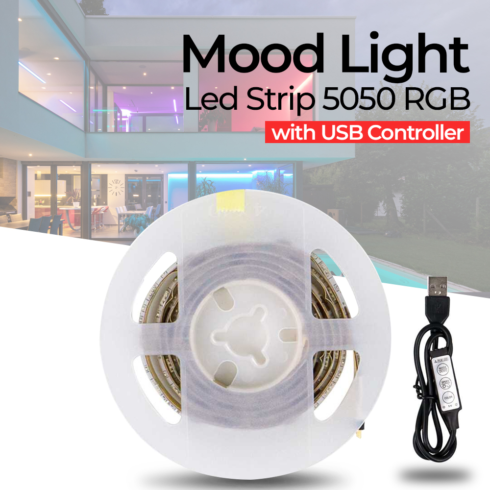 MALITAI Lampu LED Strip Flexible 5050 RGB IP67 with USB Controller 2 Meter - SMD2835 - WhiteOMLL2XWH