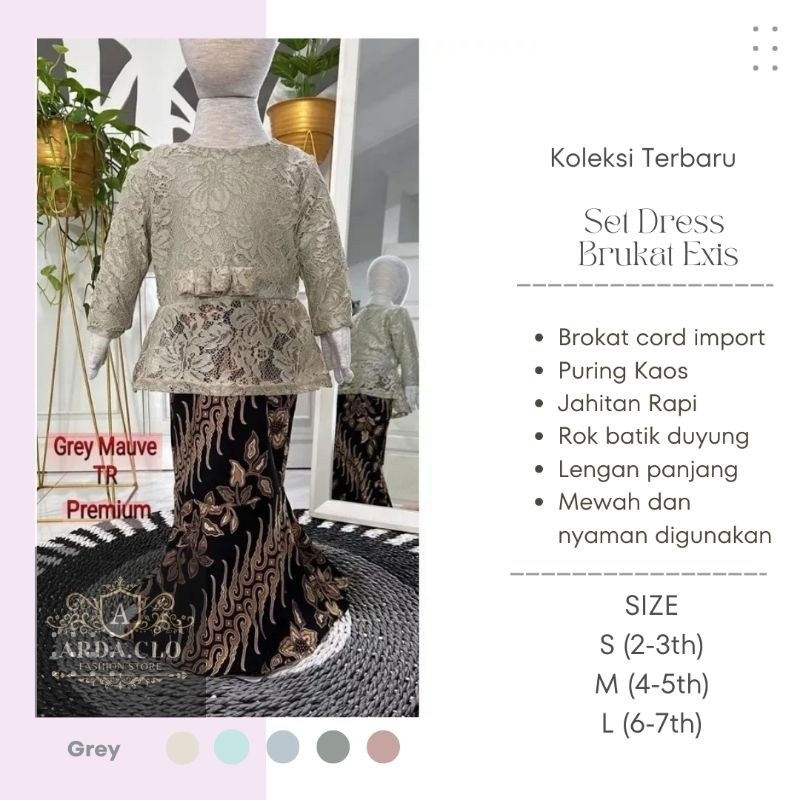 { arda.clo } BAJU SET KEBAYA BRUKAT EXIS ANAK / ROK DUYUNG SETELAN KEBAYA BROKAT ANAK