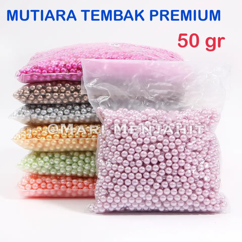 Mutiara Tembak Tanpa Lubang 6mm - 50 &amp; 100 gram