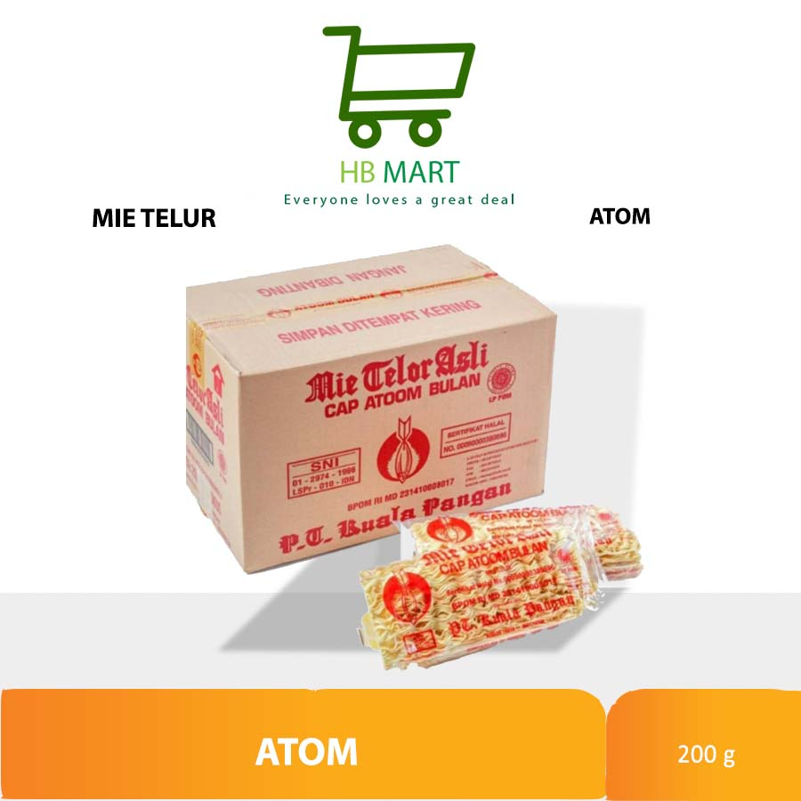 

Mie Telor Asli Cap Atom Bulan 200g [Dus] isi 20 pcs