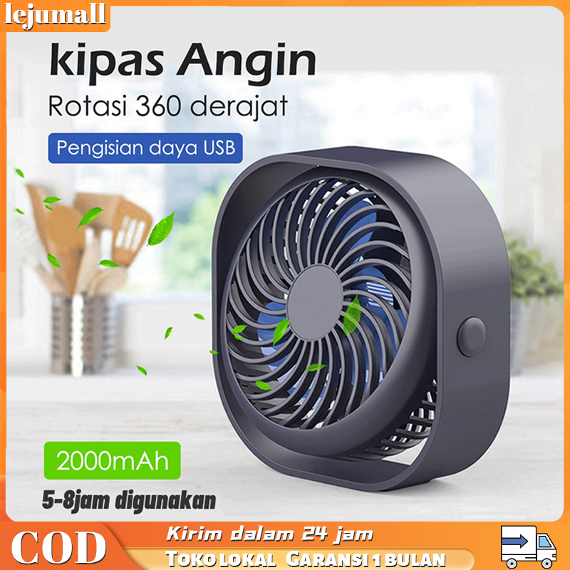 Kipas Angin Mini USB Kipas Bisa Rotasi 360 Derajat Kipas Portable dengan Baterai 2000mAh Kipas Mini Dukungan Kipas Isi Ulang USB