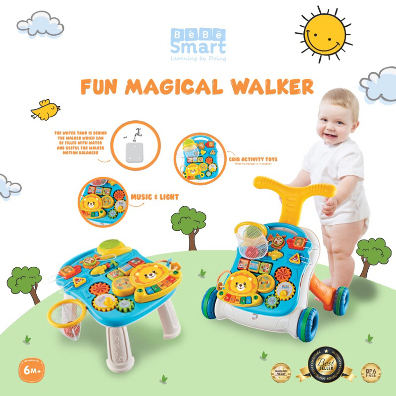 Makassar - Bebe Smart 5 in 1 Fun Magical Walker and Table / Activity Walker with Table