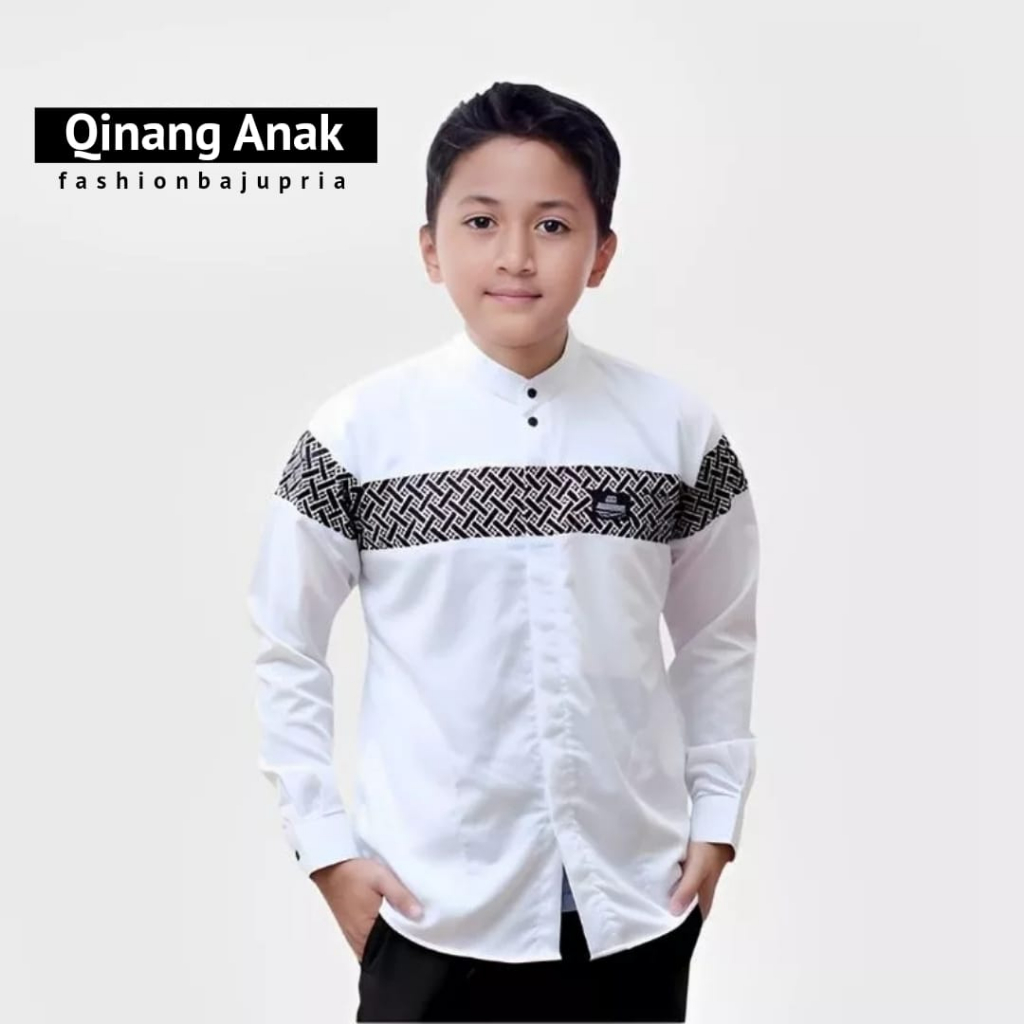 Baju Remaja Terbaru Lengan Panjang Kemeja Anak Tanggung SD /SMP Lengan Panjang Motif Polos Kombinasi