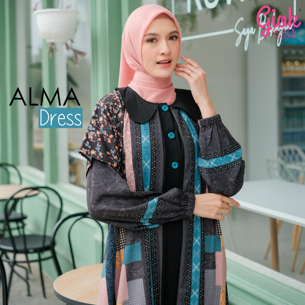 RECOMMENDED ALMA DRESS BY GIOK APPAREL - GAMIS PRINTING DENGAN MODEL BELAKANG POLOS