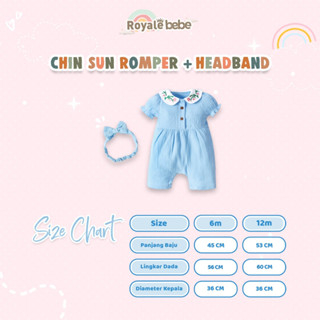 ROYALE BEBE CHIN SUN ROMPER / EUNJI ROMPER / TRICIA ROMPER / HAE SUN ROMPER / HAE RAN ROMPER BAJU ROMPER ANAK BAYI + HEADBAND / TOPI ROMPER ANAK BAYI PEREMPUAN 6-18 BULAN