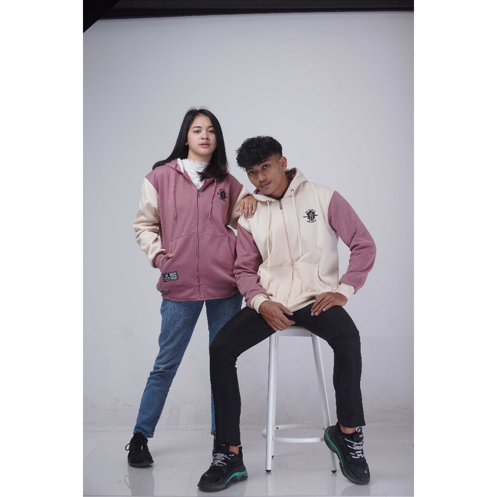 SWEATER HOODIE ZIPPER KOMBINASI ONTHEWIND-OTW-ORIGINAL PREMIUM UNISEX-SWITER COUPLE