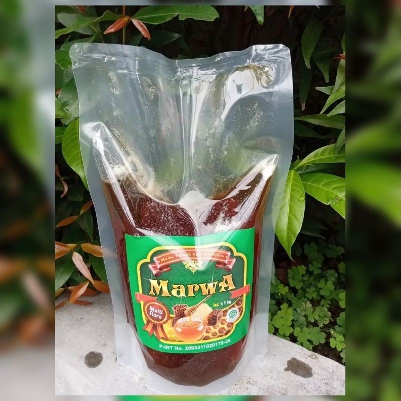 

Madu Asli Alami 1kg, Madu Marwa Multiflora Al Ghuroba kemasan refill pouch