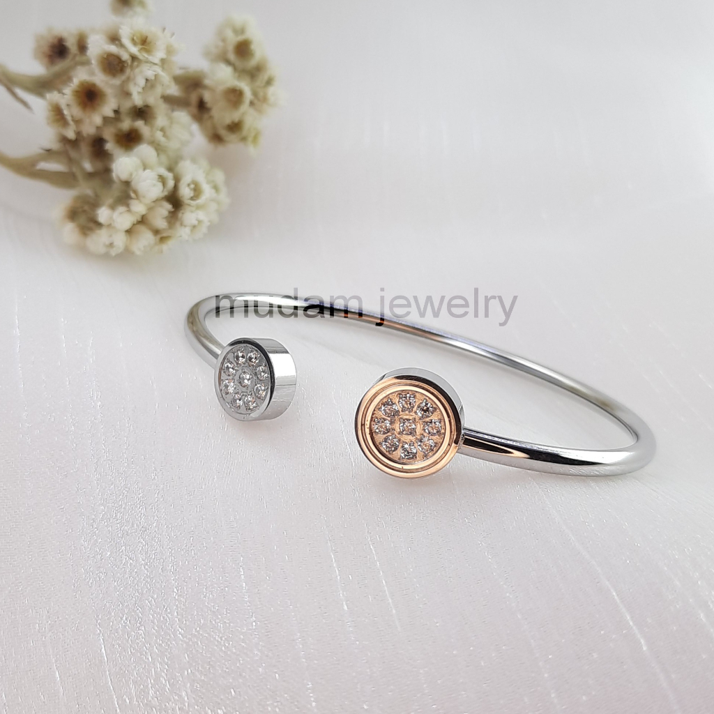 Gelang Lentur Model Gelang Kesehatan Lingkaran Mata Tanam Dan Magnet Tersedia Warna Rose Gold, Gold dan Silver