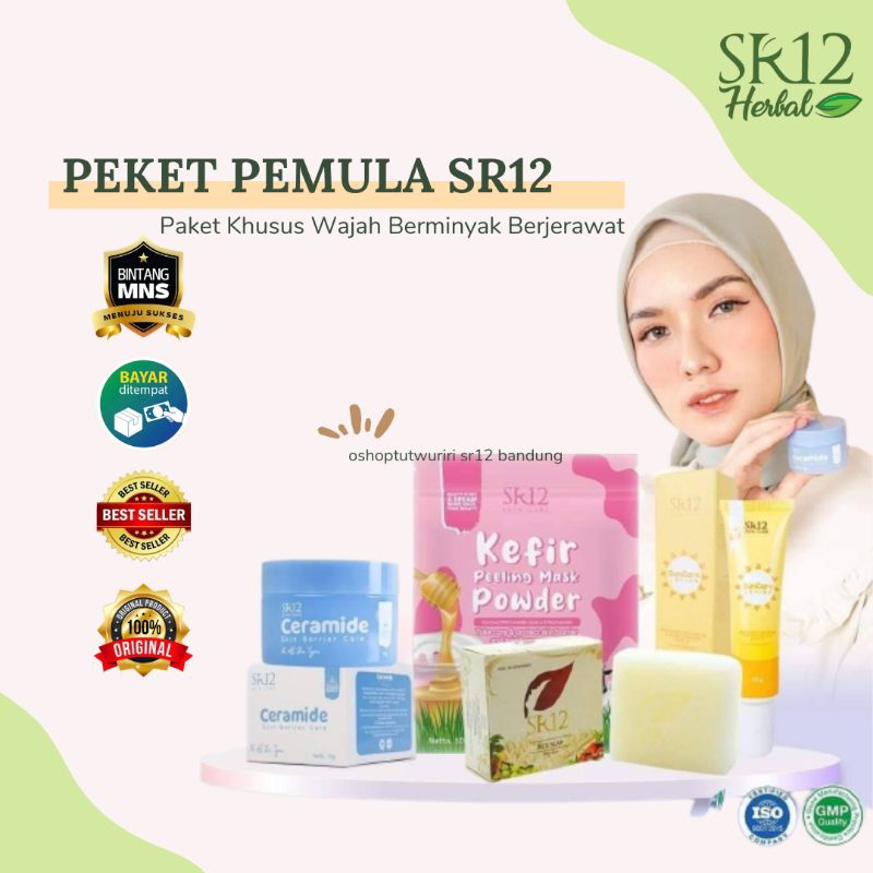 SR12 - PAKET PEMULA UNTUK KULIT WAJAH BERJERAWAT SR12 - Skin Care Herbal SR12 - Perawatan Wajah Herb