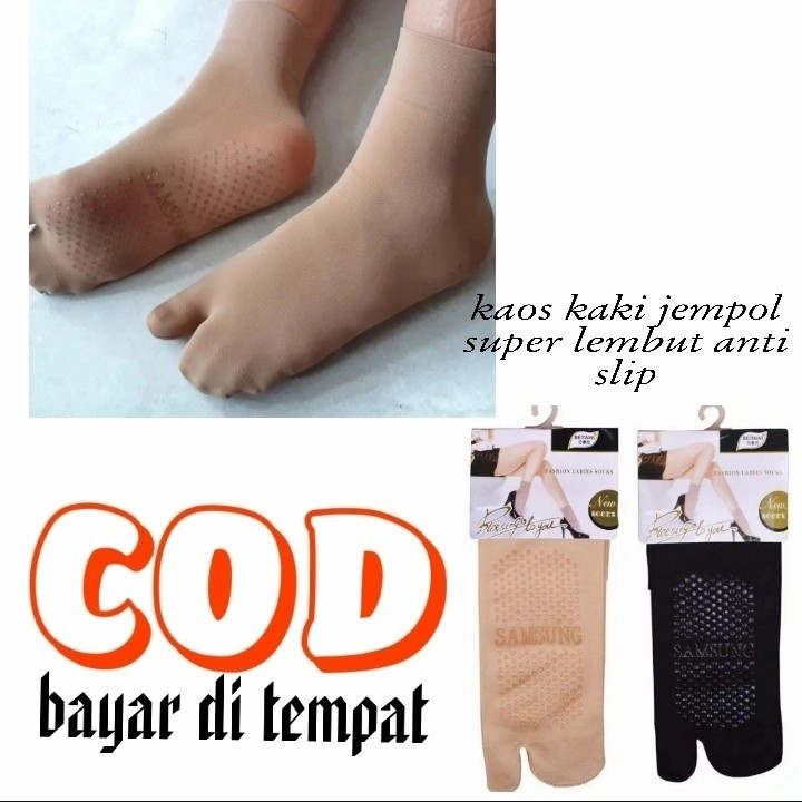 (6PASANG) KAOS KAKI JEMPOL BAHAN STOCKING SUPER LEMBUT ANTI SLIP TELAPAK KARET UNTUK WANITA REMAJA DSN DEWASA