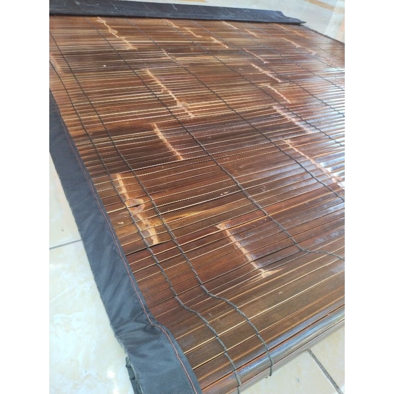 Tirai bambu krey kerai  lapisan kain waterproof size 3x4 m + katrol gulungan
