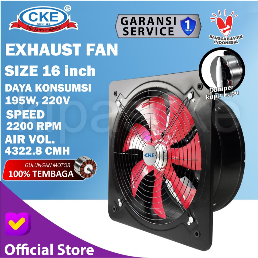 Exhaust Fan 16 Inch Booster Fan Duct Fan Exhaust Fan Drum CKE Duct Fan - 16"